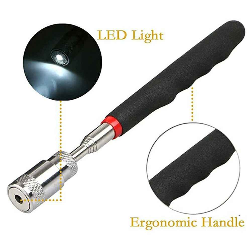 2Pcs LED Magnetic Iron Pickup Tool Telescoping Extendable Stainless Steel Retrieval Rod with Light