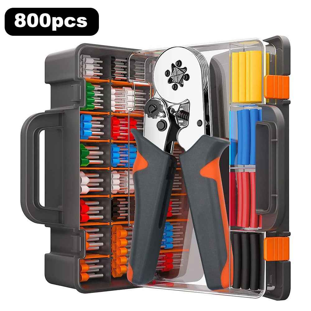 HSC8 6-6A Ferrule Crimping Pliers with 800Pcs Terminals Wire Connector Electrical Repair Kit