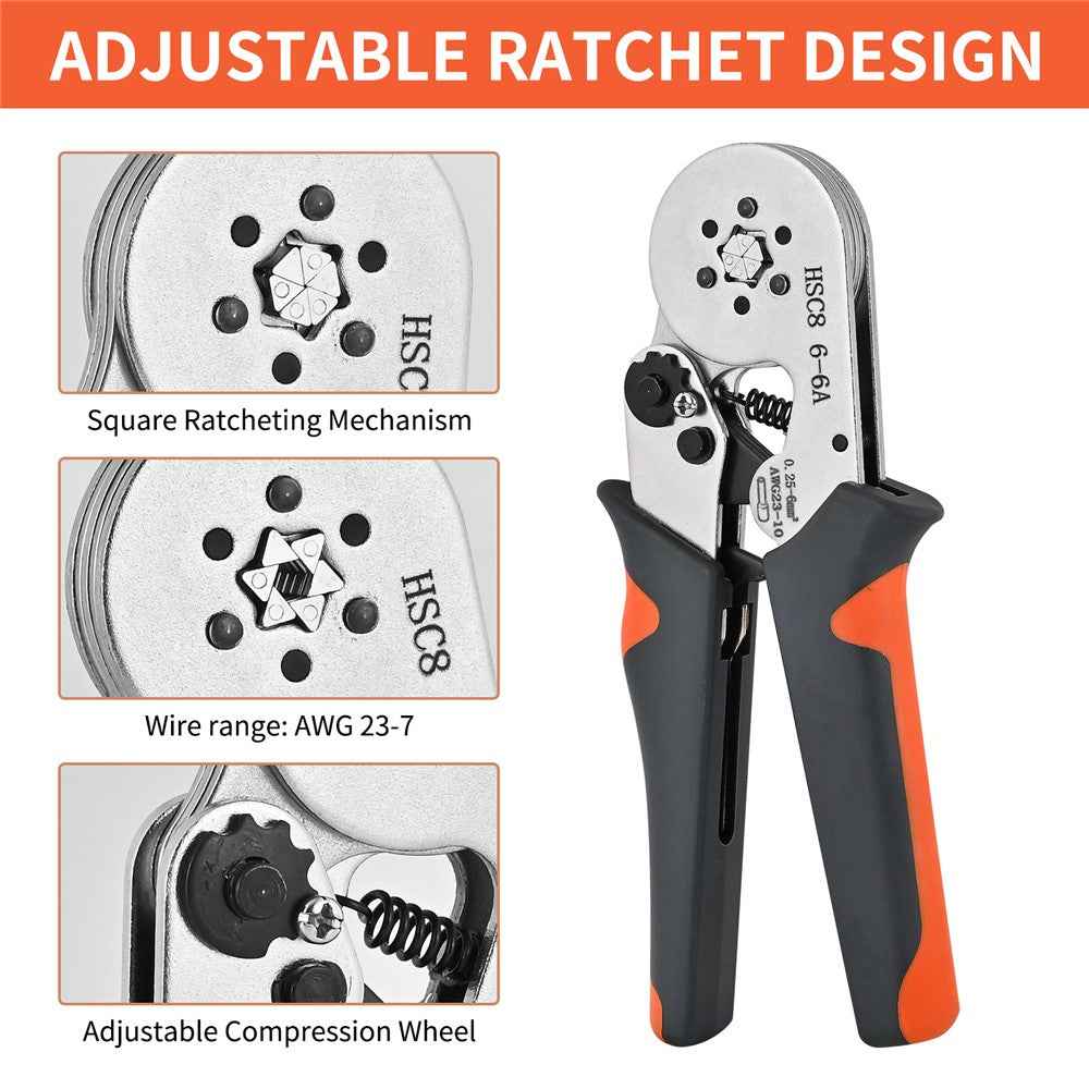 HSC8 6-6A Ferrule Crimping Pliers with 800Pcs Terminals Wire Connector Electrical Repair Kit