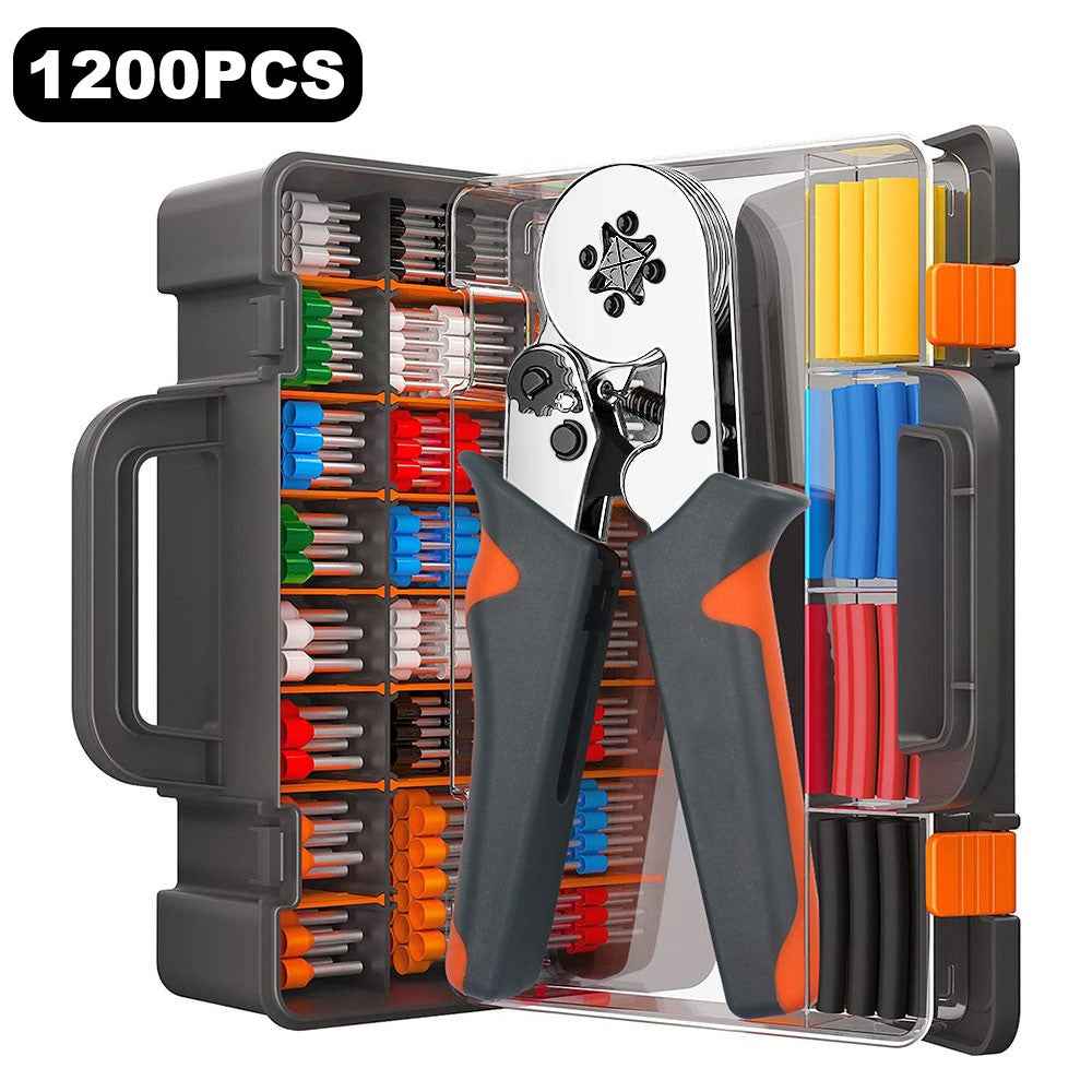 HSC8 6-6A Ferrule Crimping Pliers with 1200Pcs Terminals Wire Connector Electrical Repair Kit