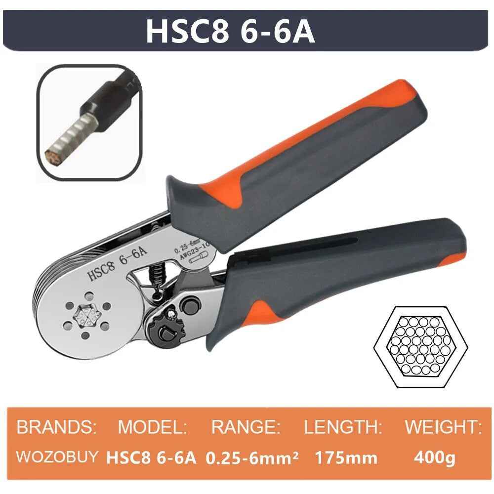 HSC8 6-6A Ferrule Crimping Pliers with 1200Pcs Terminals Wire Connector Electrical Repair Kit
