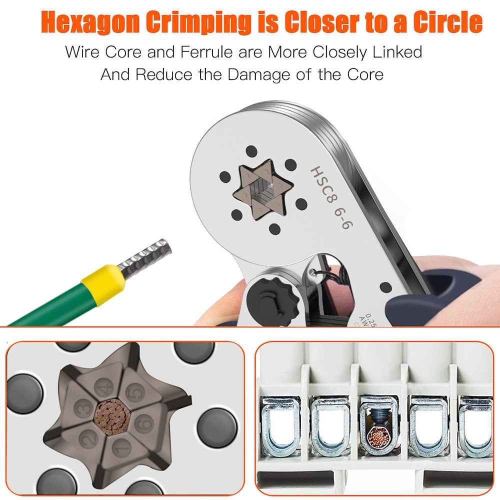 HSC8 6-6A Ferrule Crimping Pliers with 1900Pcs Terminals Wire Connector Electrical Repair Kit
