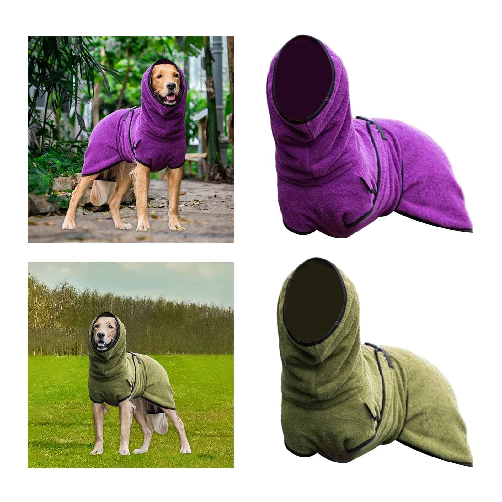 Warm Dog Coat for Pet Shower Bath Absorbent Dog Towel for Park Walking Beach Violet S