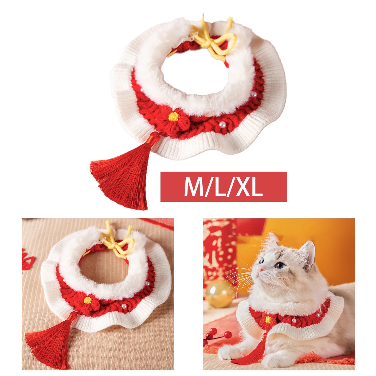 4xHandwoven Crochet Bib Outfit for Small Medium Girls Boys Cats and Dogs Kitty M