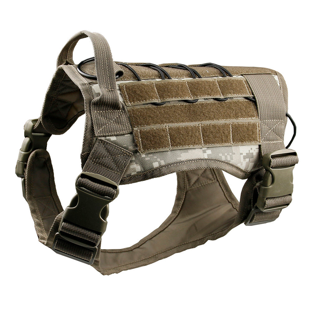 Camouflage Molle Dog Vest Leash Pet Traction Rope Dog Training Walking Lead Leash, Size: M - Khaki