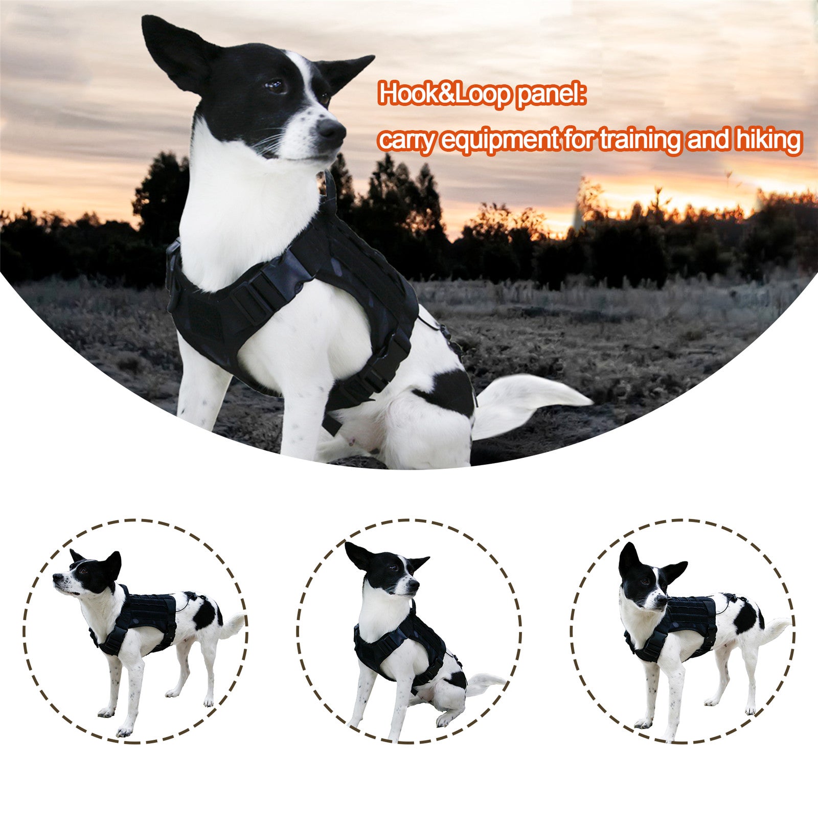 Camouflage Molle Dog Vest Leash Pet Traction Rope Dog Training Walking Lead Leash, Size: M - Khaki