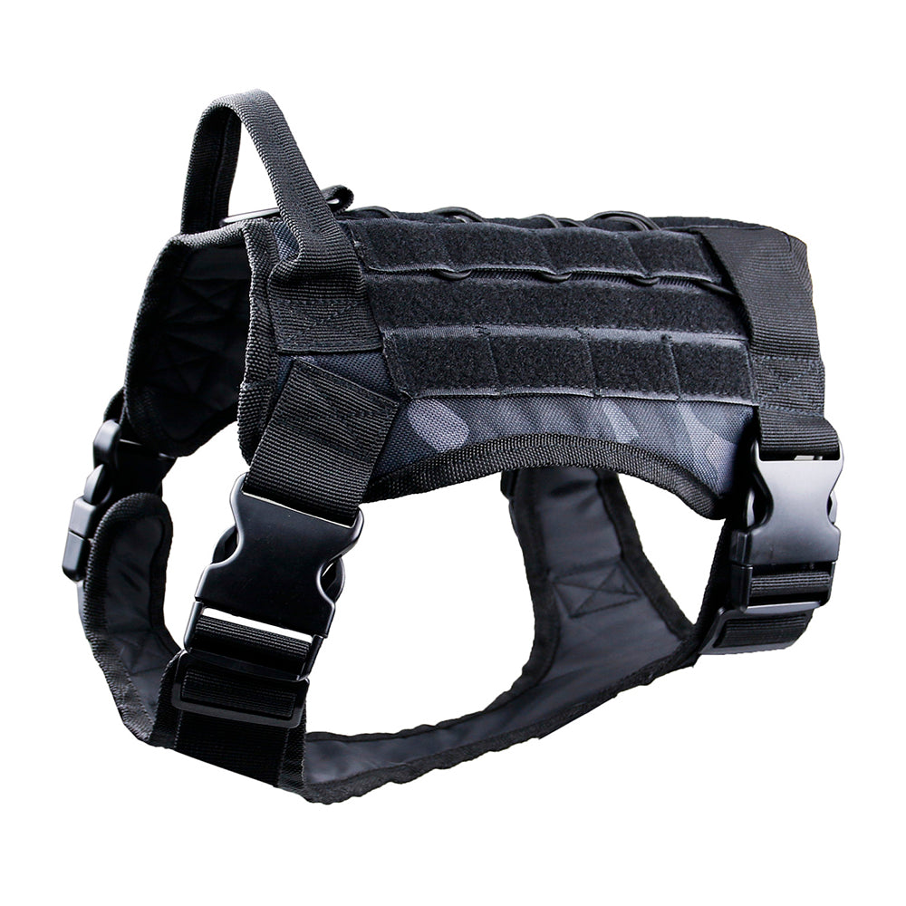Camouflage Molle Dog Vest Leash Pet Traction Rope Dog Training Walking Lead Leash, Size: M - Black