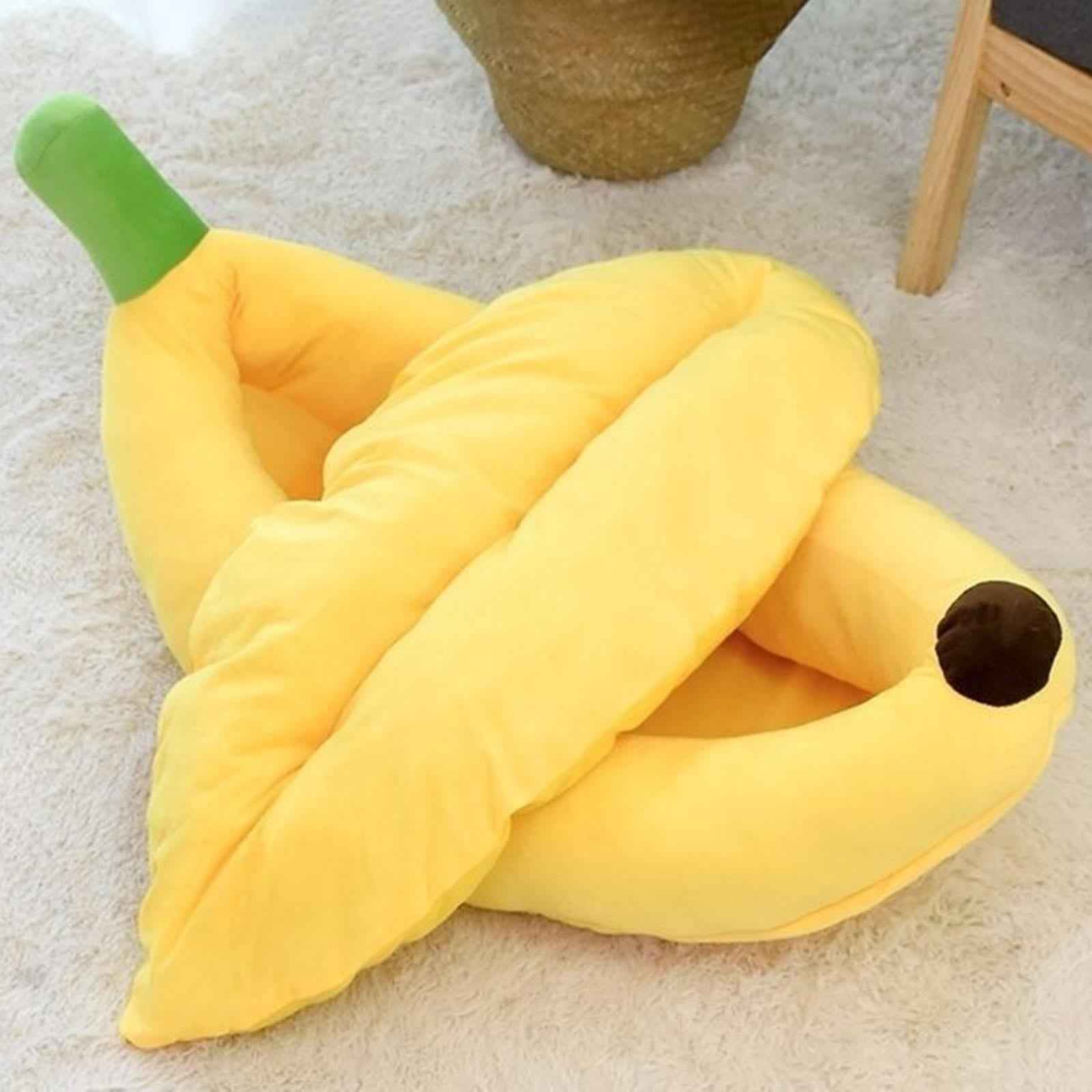 Dog Bed Banana Shape Breathable Plush 47x28x13cm Cozy and Soft Puppy Cushion