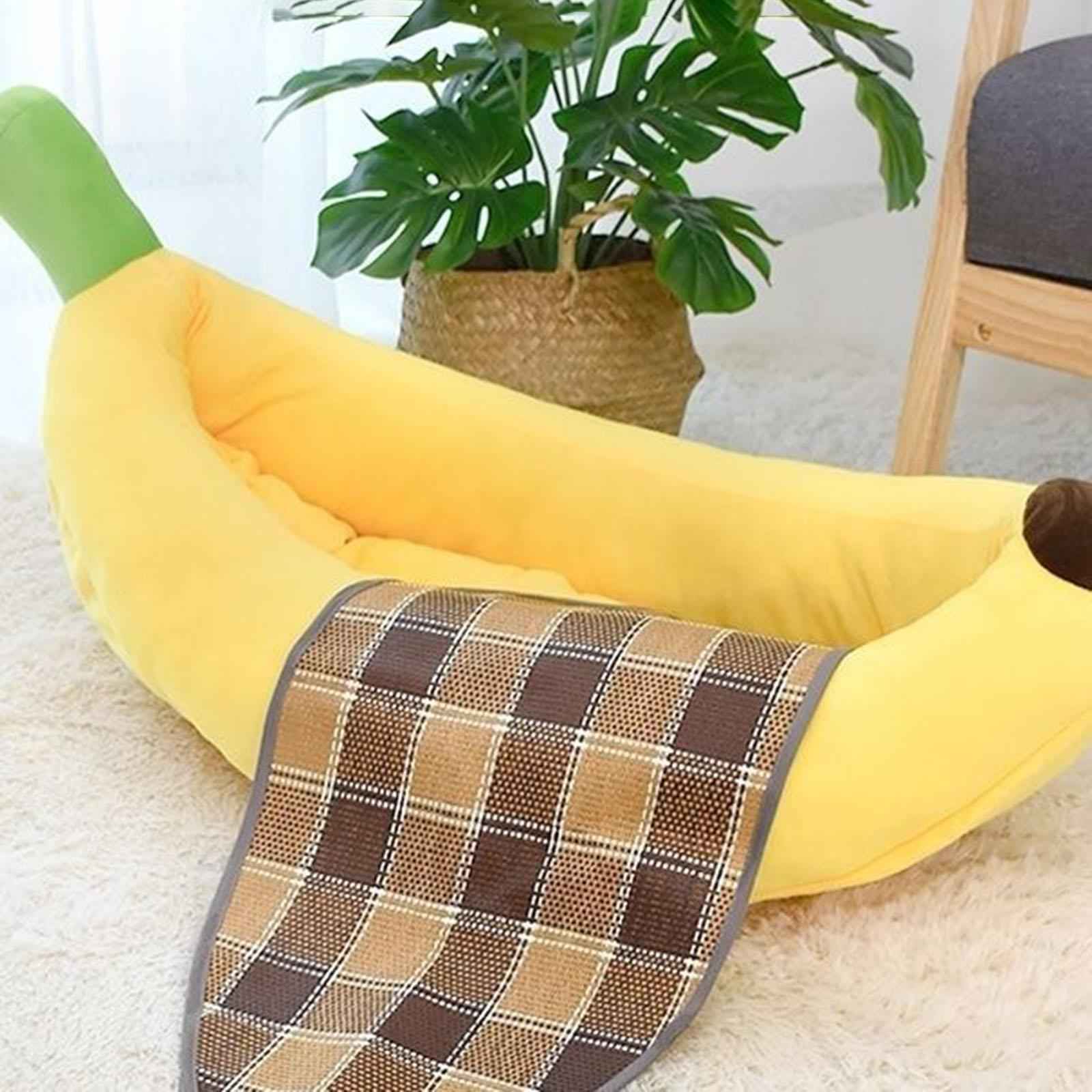 Dog Bed Banana Shape Breathable Plush 47x28x13cm Cozy and Soft Puppy Cushion