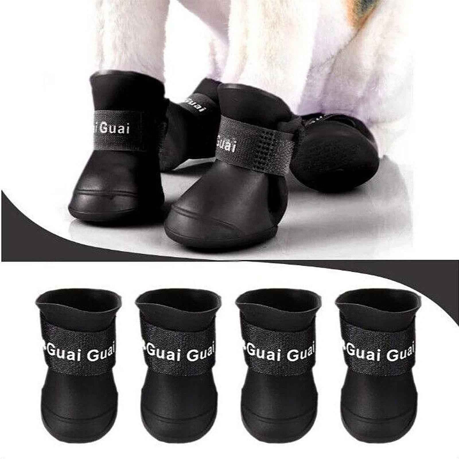4Pcs Waterproof Dog Shoes Protective Dog Boots for Indoor Hardfloors Walking L