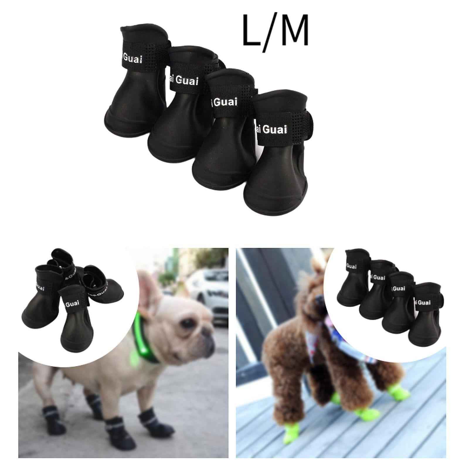 4Pcs Waterproof Dog Shoes Protective Dog Boots for Indoor Hardfloors Walking L