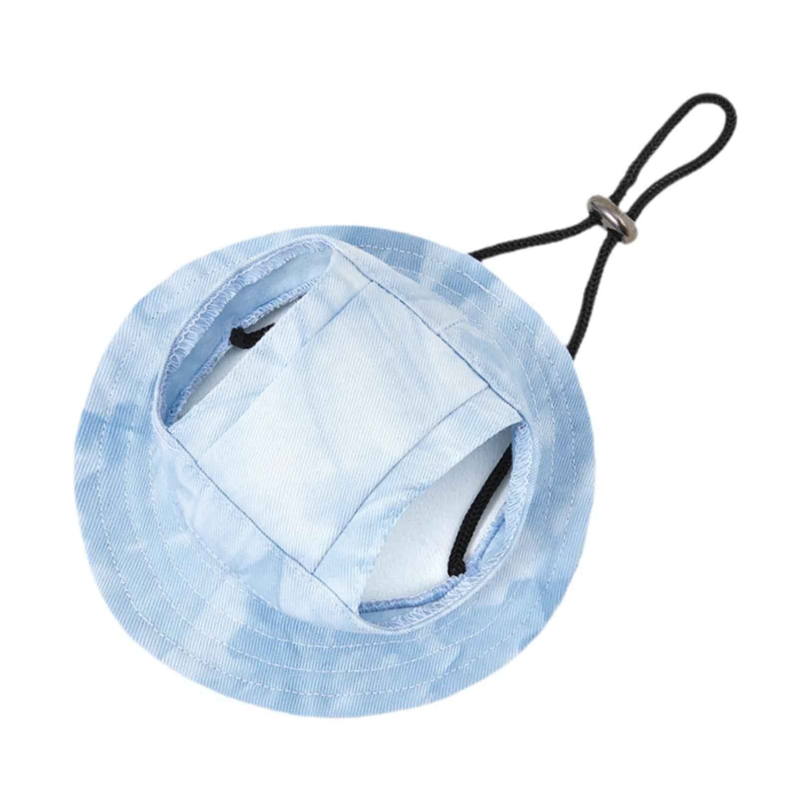 Pet Baseball Cap with Ear Holes Bucket Hat Cats Visor Hat for Summer Walking L Blue