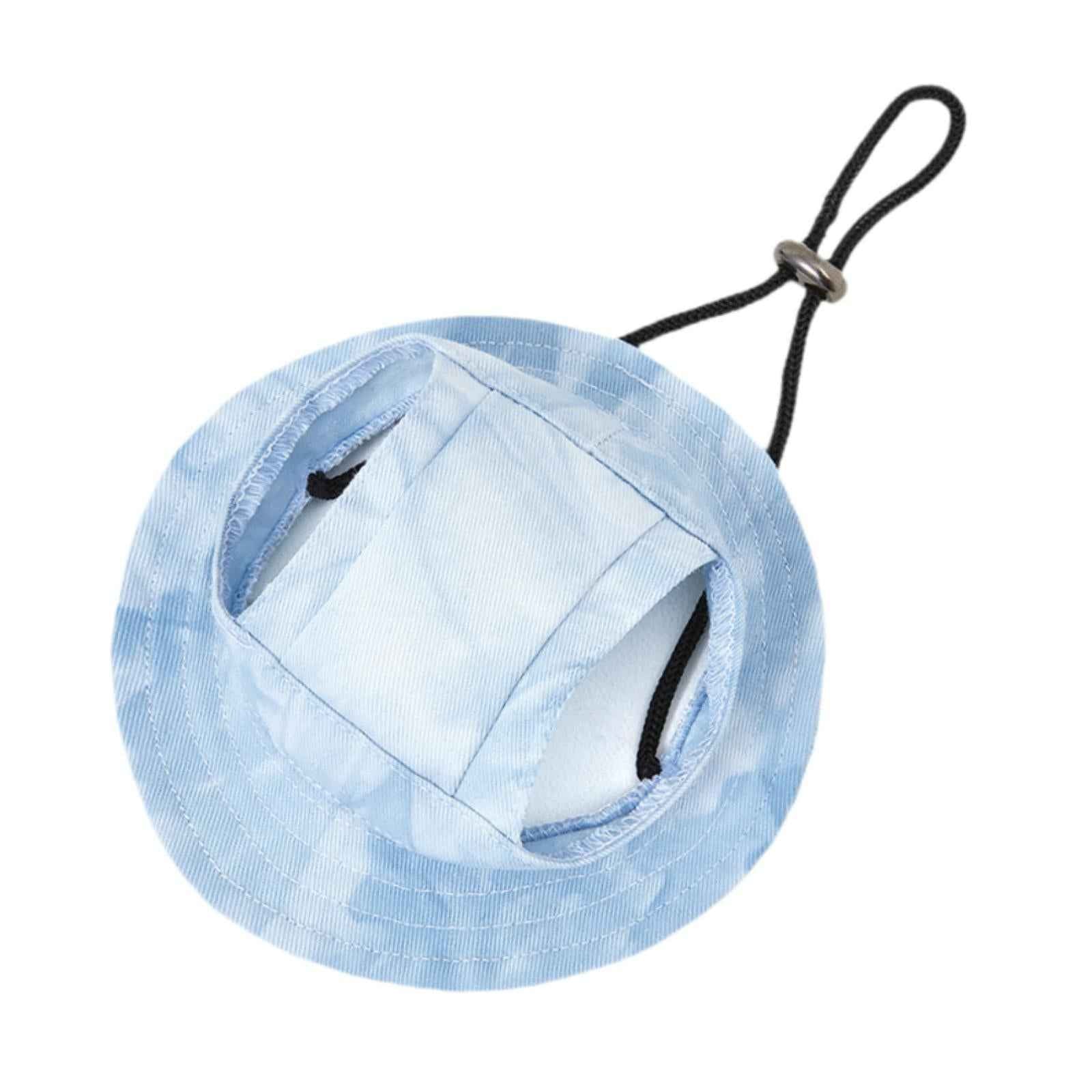 Pet Baseball Cap with Ear Holes Bucket Hat Cats Visor Hat for Summer Walking L Blue