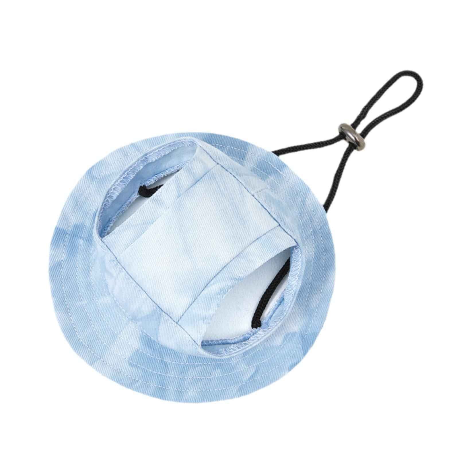 Pet Baseball Cap with Ear Holes Bucket Hat Cats Visor Hat for Summer Walking L Blue