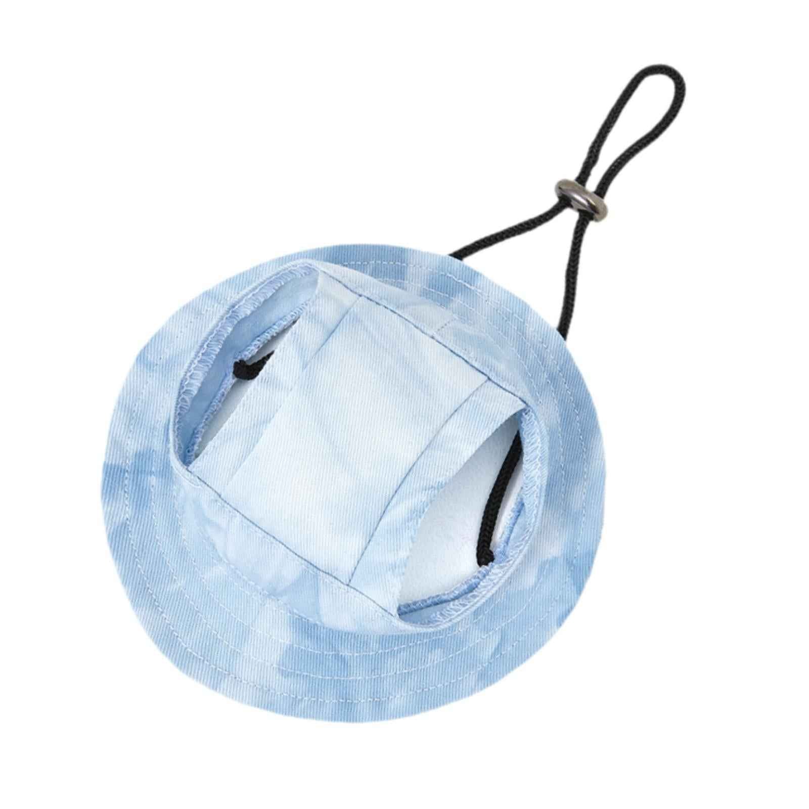 Pet Baseball Cap with Ear Holes Bucket Hat Cats Visor Hat for Summer Walking L Blue
