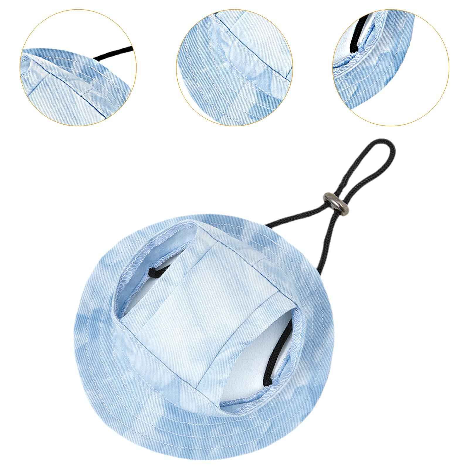 Pet Baseball Cap with Ear Holes Bucket Hat Cats Visor Hat for Summer Walking L Blue