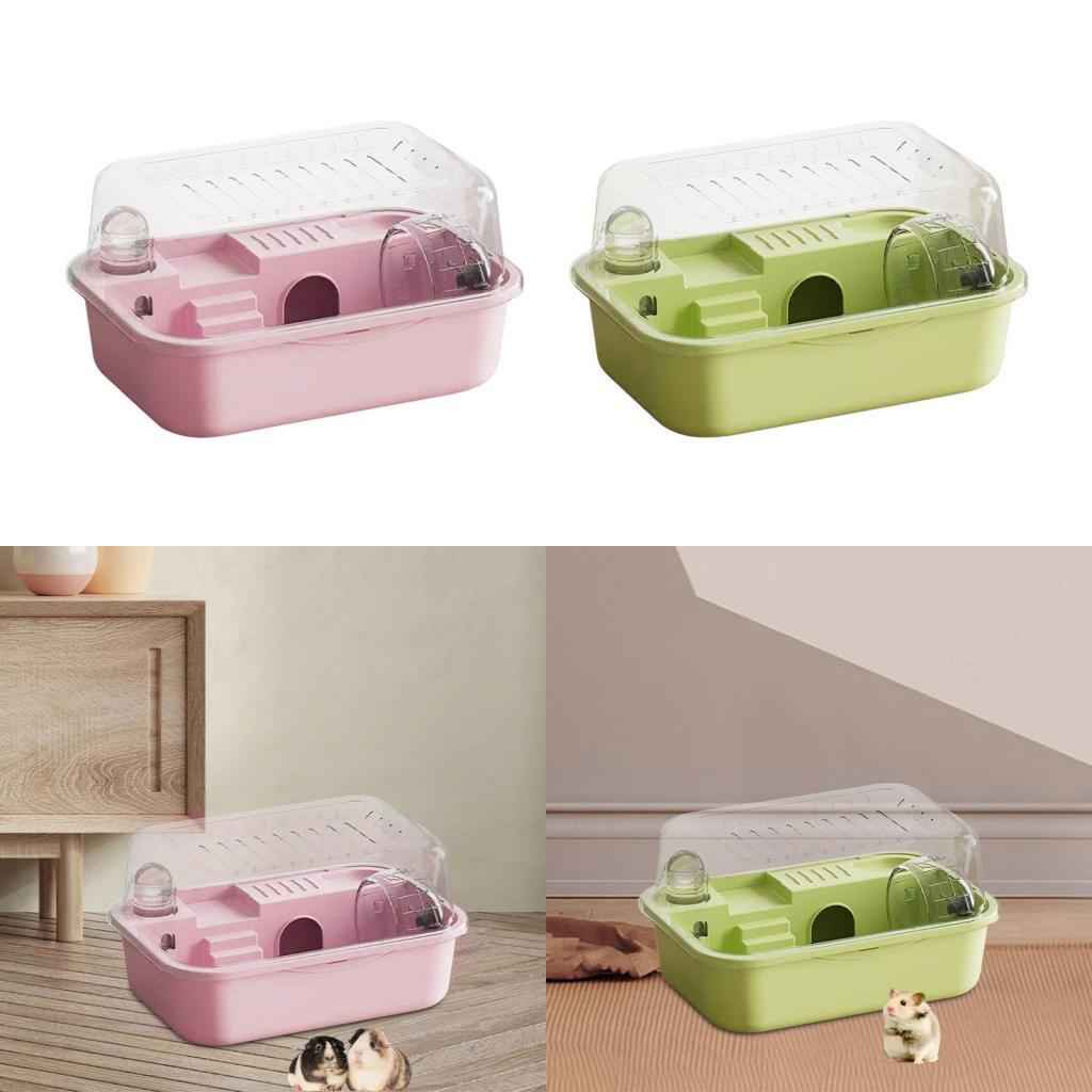Hamster Habitat Openable Top Portable Hamster Cage for Rats Hedgehog Gerbils pink