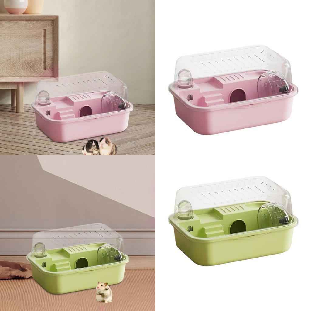 Hamster Habitat Openable Top Portable Hamster Cage for Rats Hedgehog Gerbils pink
