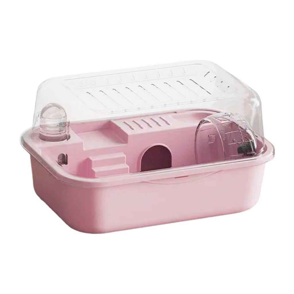 Hamster Habitat Openable Top Portable Hamster Cage for Rats Hedgehog Gerbils pink