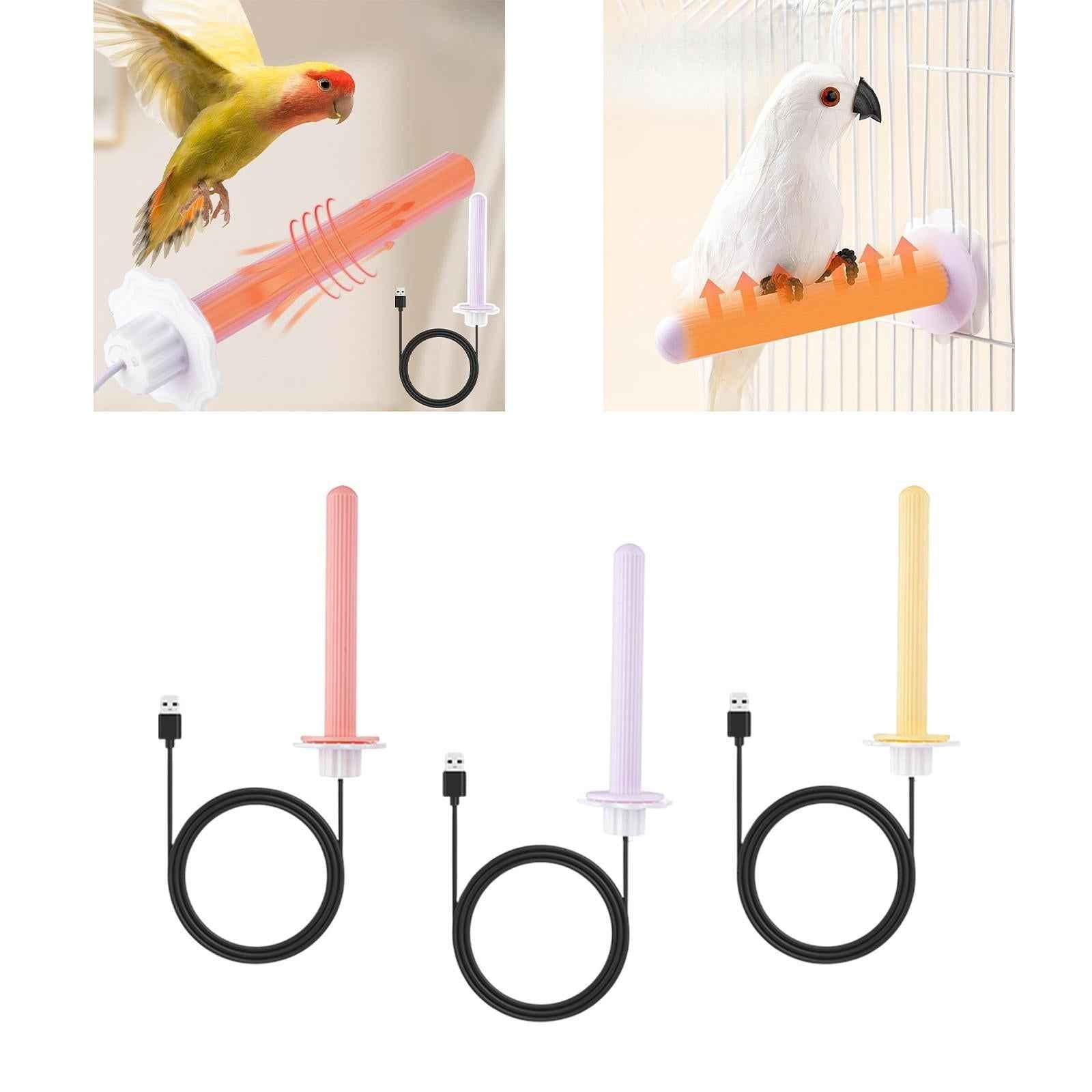 Heated Bird Perch Exercise Toys Bird Warmer for Lovebirds Parakeets Canaries Pink