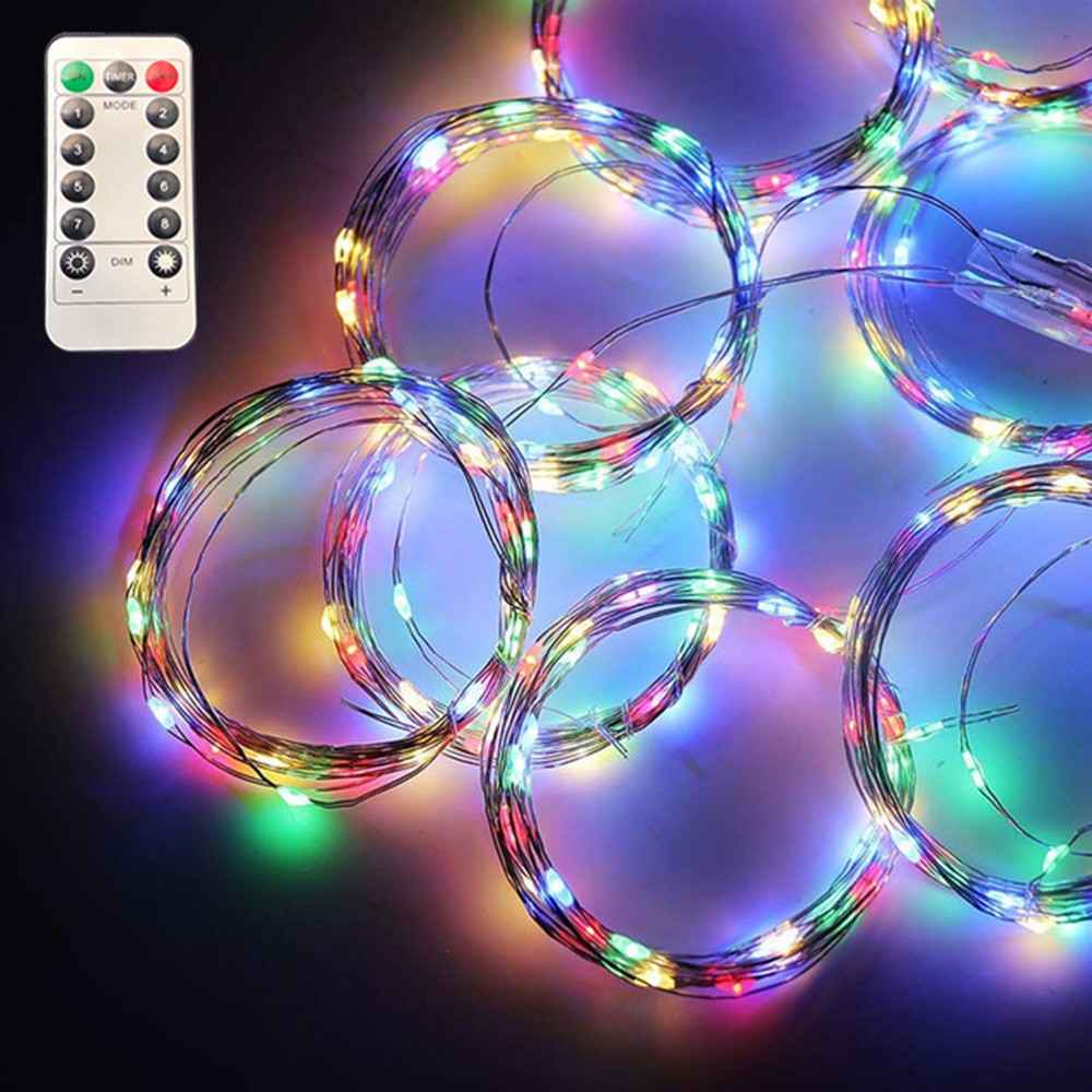 3 x 3m 300 LEDs USB Powered Copper Wire Curtain Lamp Waterfall Fairy String Light Festival Decoration - Multi-color