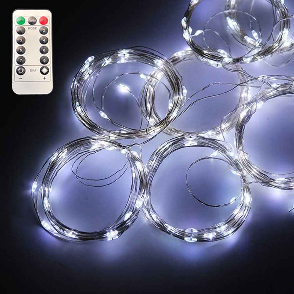 3 x 3m 300 LEDs USB Powered Copper Wire Curtain Lamp Waterfall Fairy String Light Festival Decoration - White Light