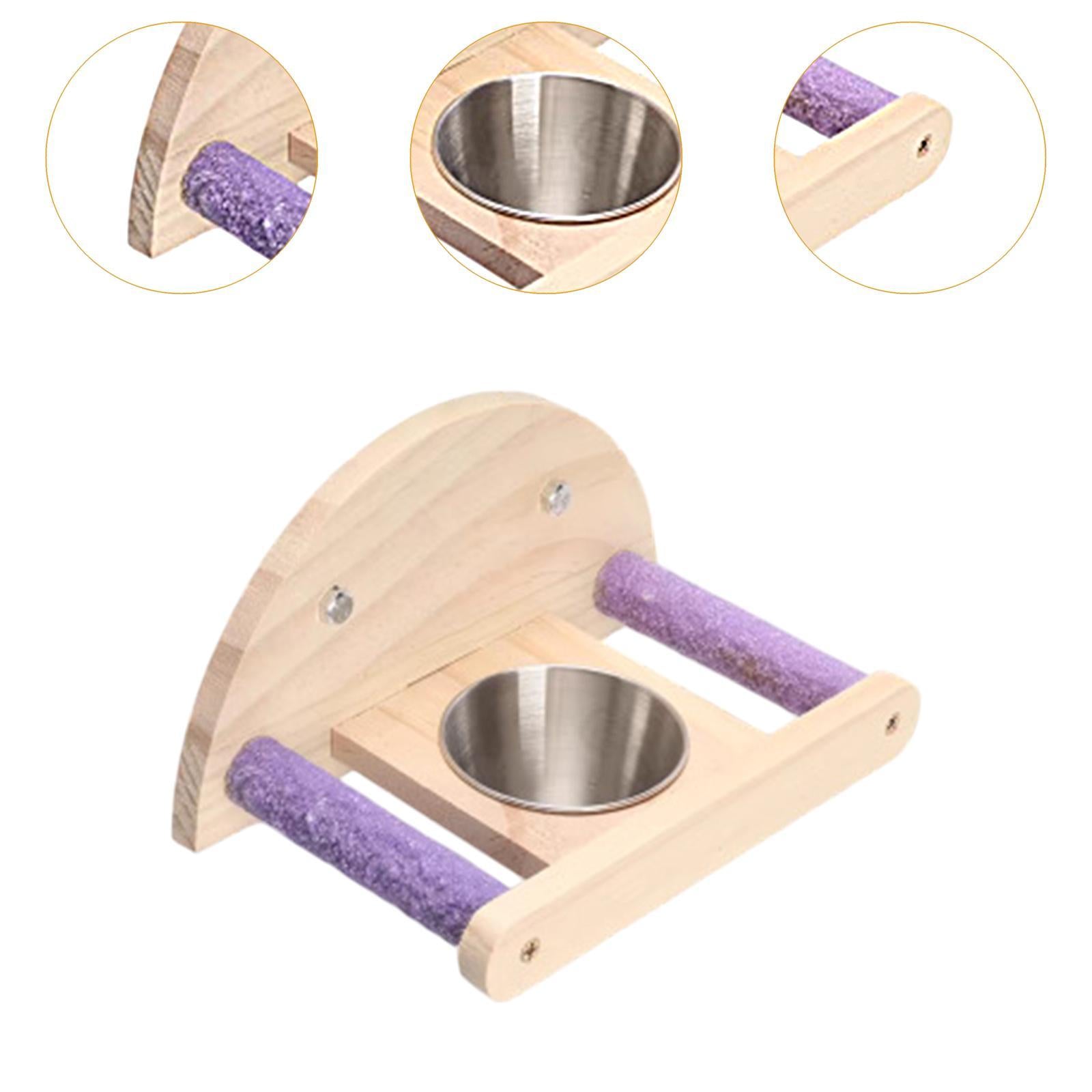Bird Parrot Perch with Feeding Cups Fun Bird Cage Accessories for Cockatiels without Mirror