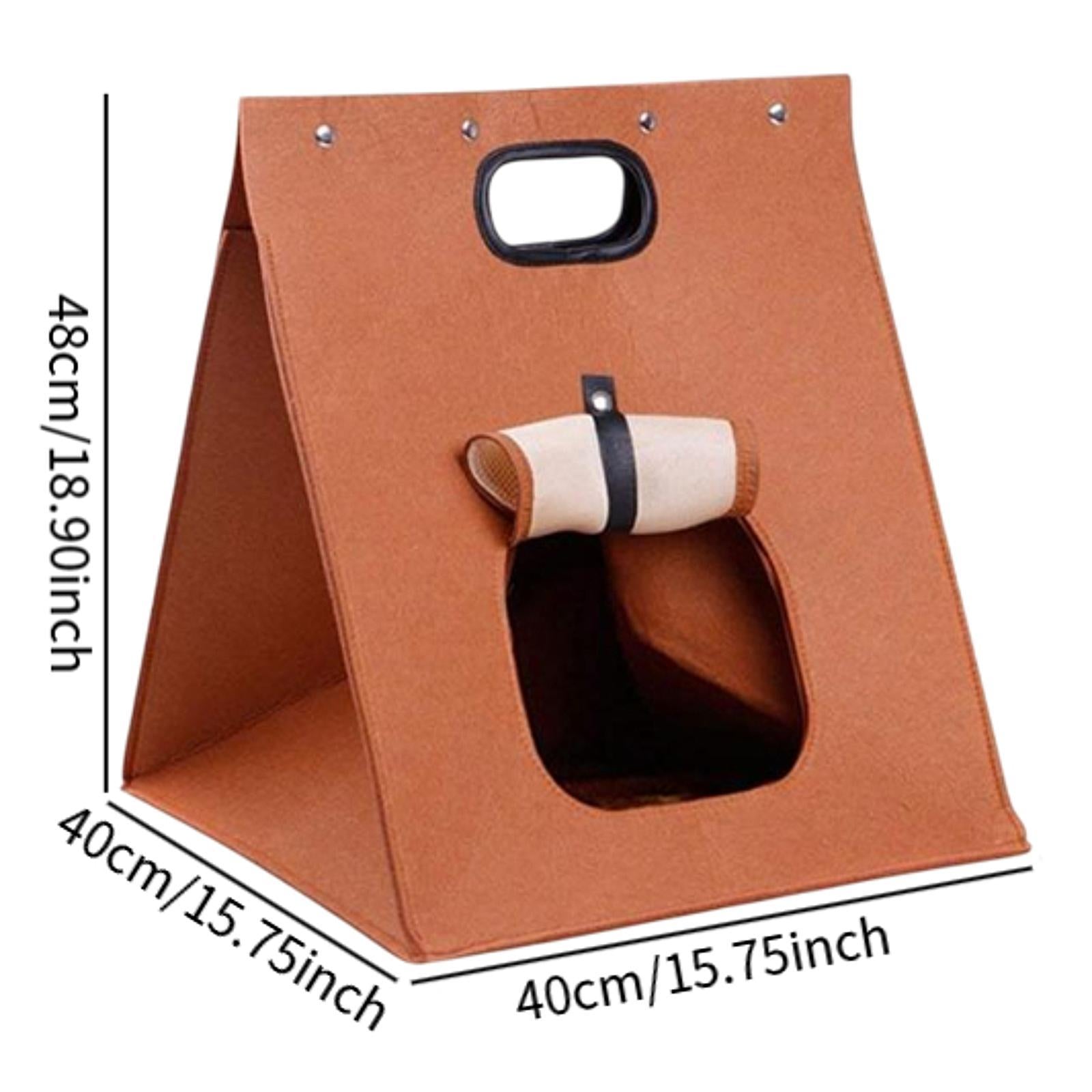 Cat Bed Cave with Handle Playing Nest Kitten Kitty Winter Foldable Cat House 40cmx40cmx48cm