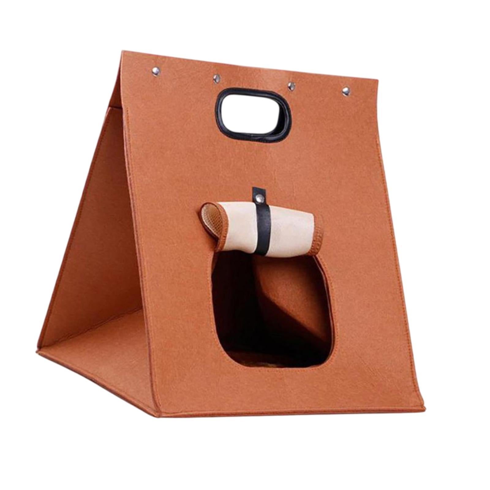 Cat Bed Cave with Handle Playing Nest Kitten Kitty Winter Foldable Cat House 33cmx33cmx37cm