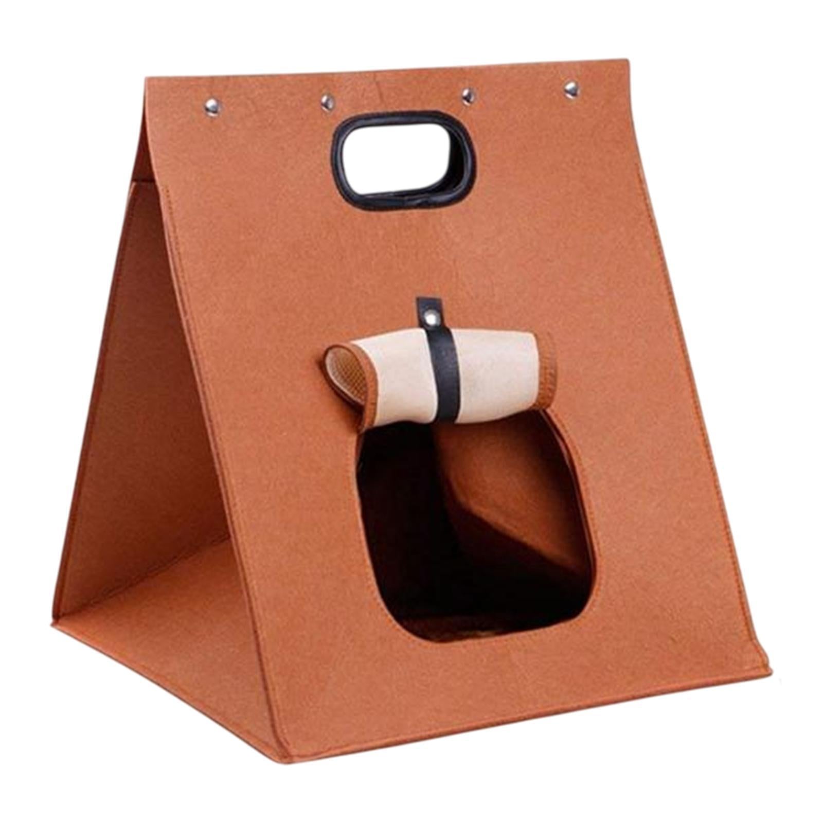 Cat Bed Cave with Handle Playing Nest Kitten Kitty Winter Foldable Cat House 33cmx33cmx37cm