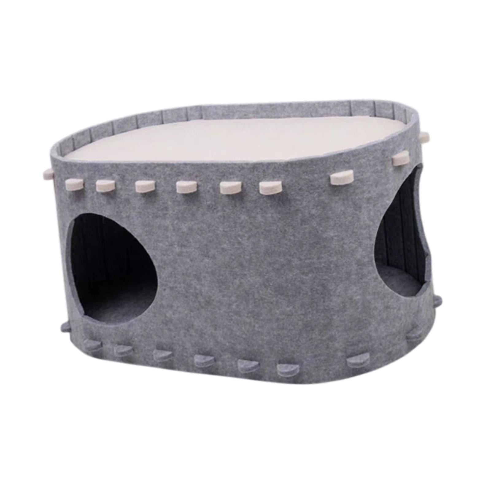 Cat Bed Cave Cat Tunnel Tent Hut Multiple Cats Enclosed Bed Warm Cat House Light Gray