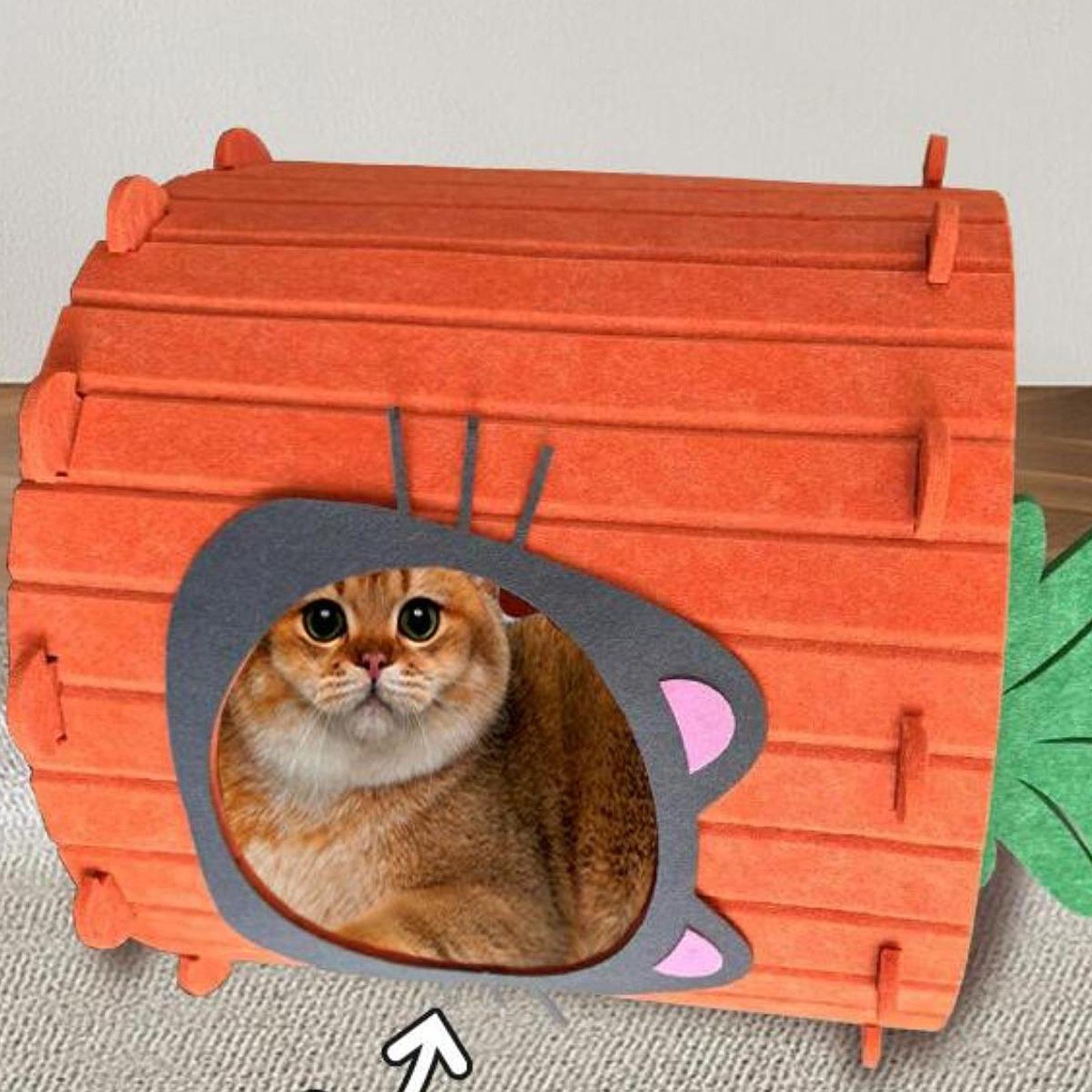 Cat House (Easy to Assembly) Cat Furniture Privacy Comfortable Felt Hideaway Black S