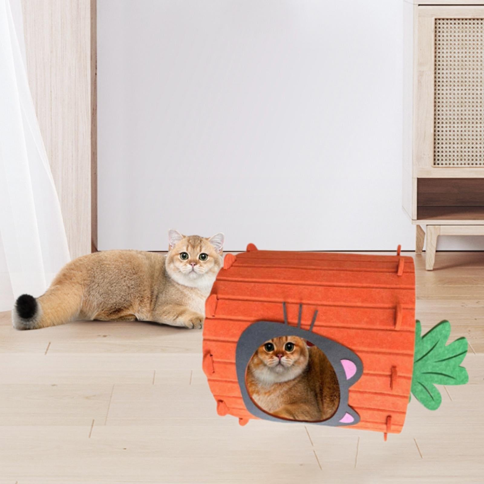 Cat House (Easy to Assembly) Cat Furniture Privacy Comfortable Felt Hideaway Black S