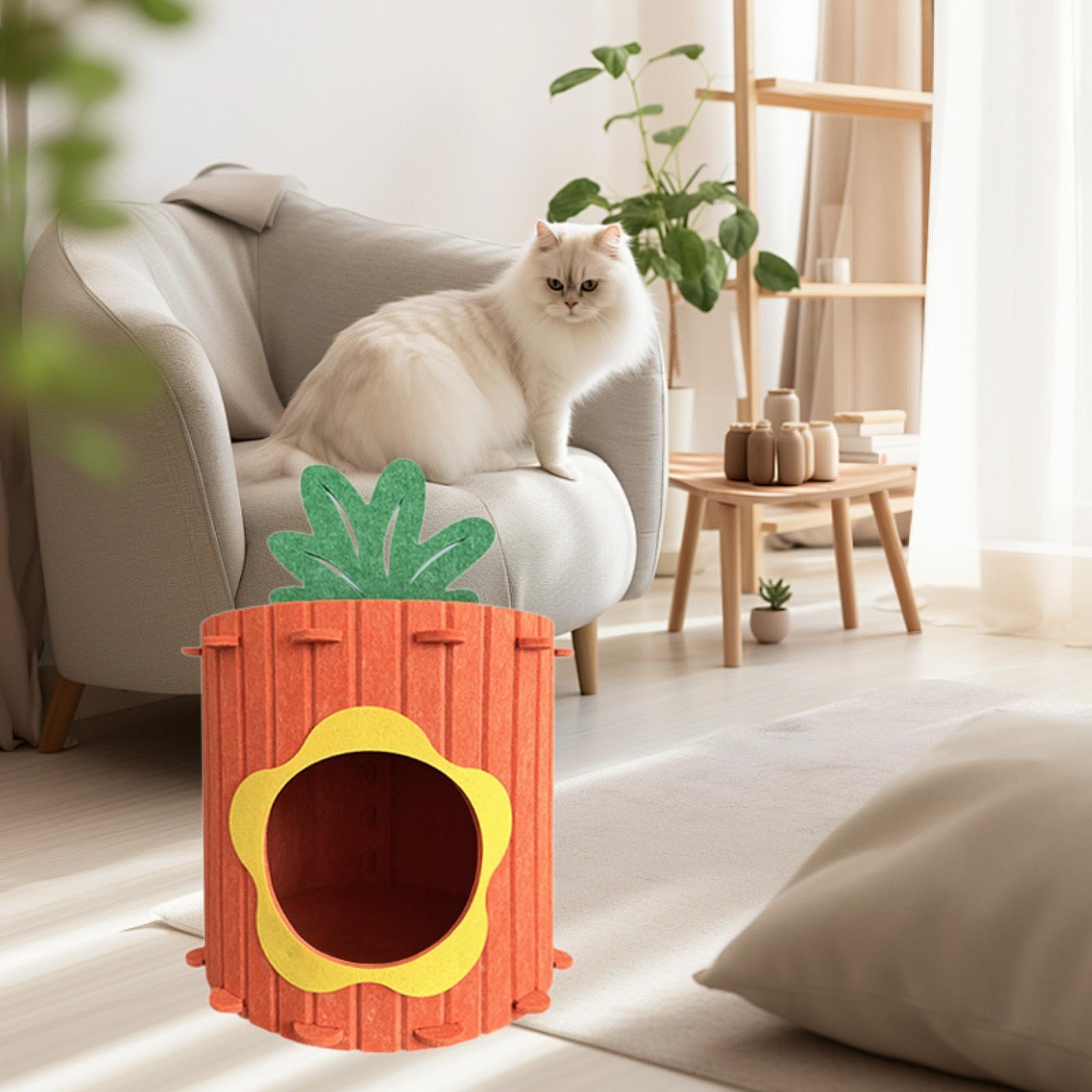 Cat House (Easy to Assembly) Cat Furniture Privacy Comfortable Felt Hideaway Flower S