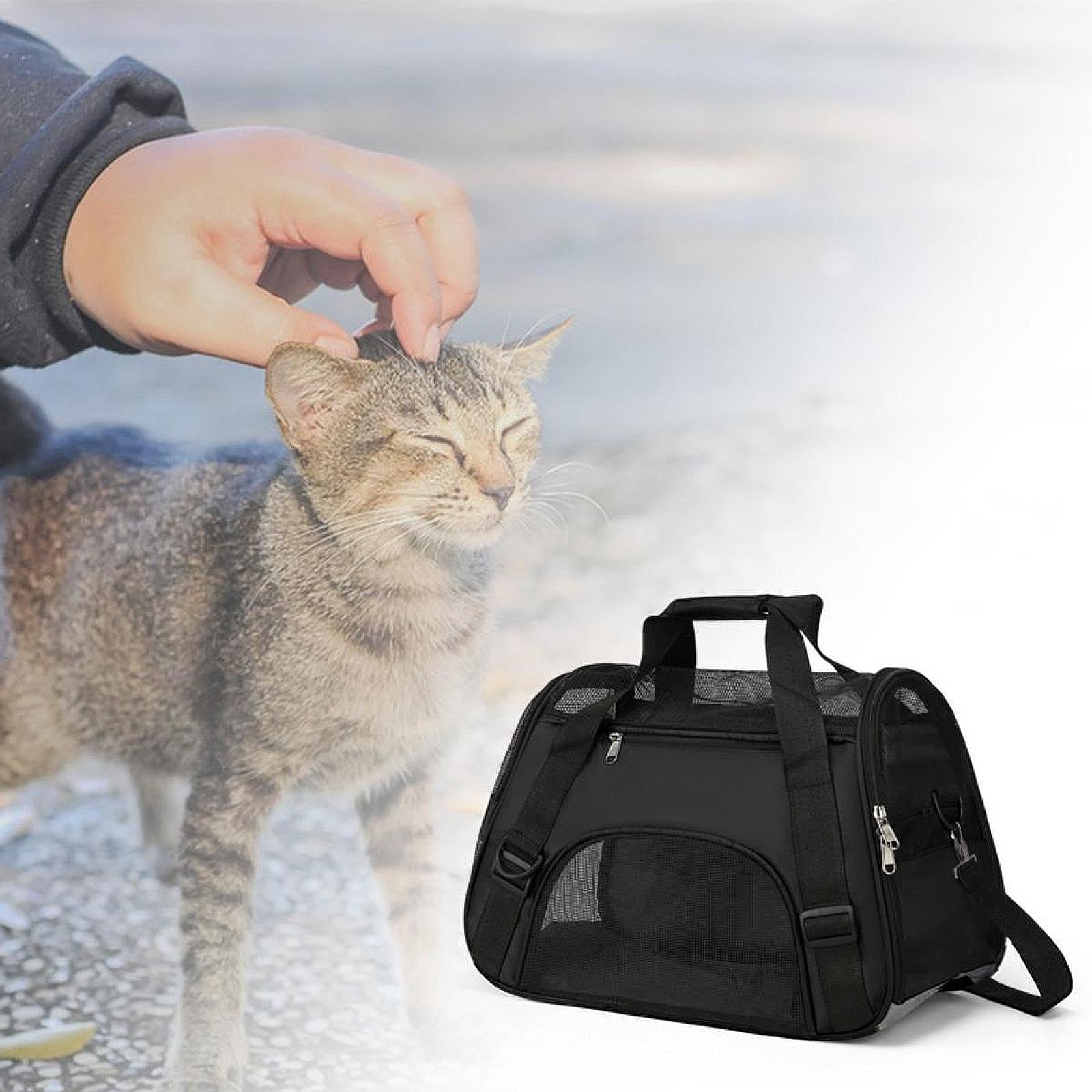 Cat Carrier Breathable Convenient Dog Carrier for Kitties Small Pets S Black