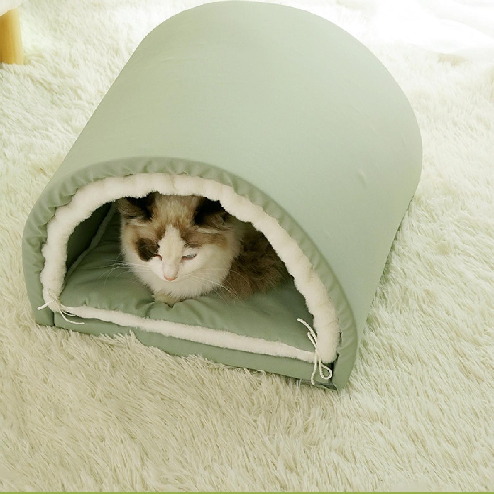 Cat Bed Cave Autumn Winter Pet Tent Portable Foldable Versatile Nest Cushion