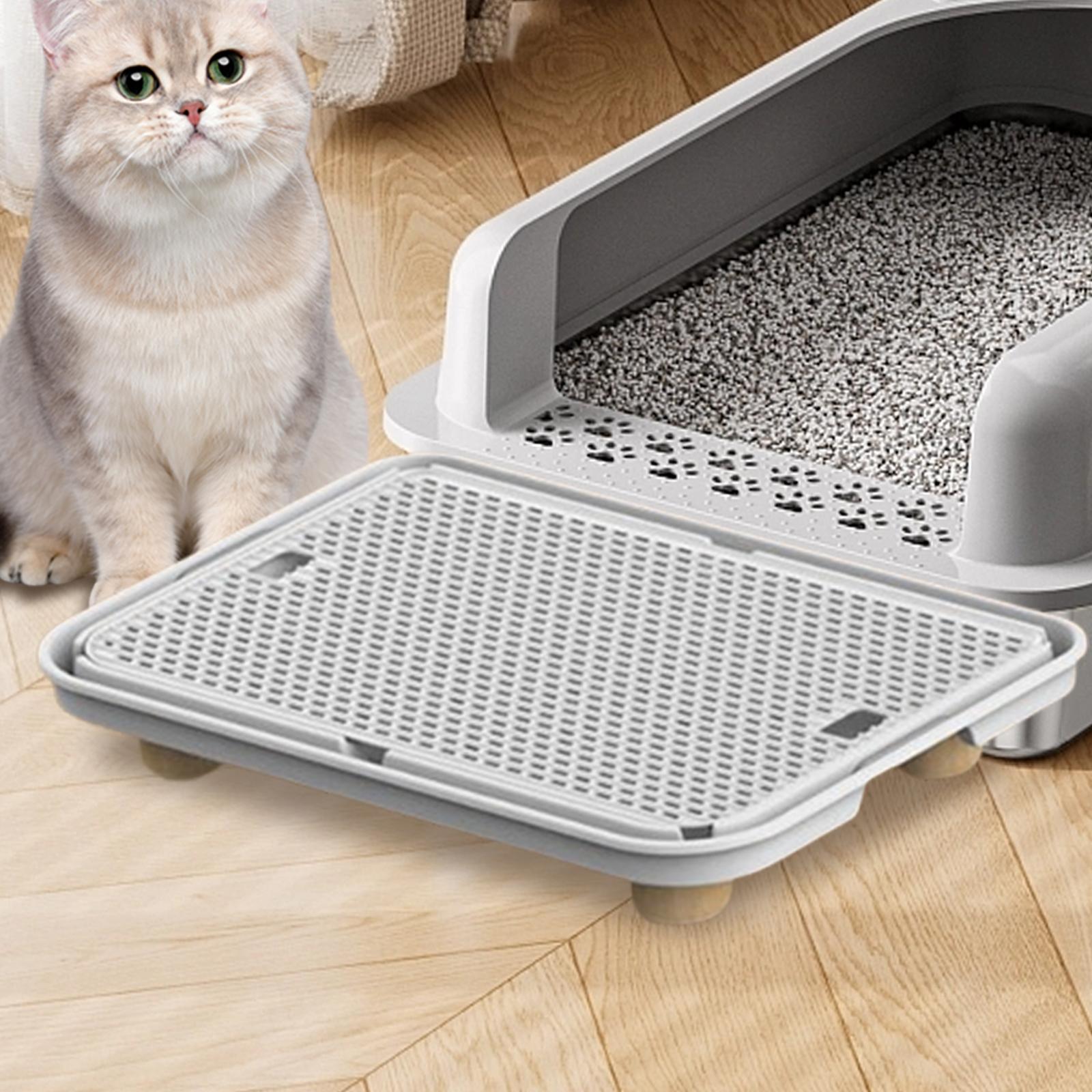 Cat Litter Mat Portable Scatter Control Pad Rug for Kitty Kitten Indoor Cats Light Gray