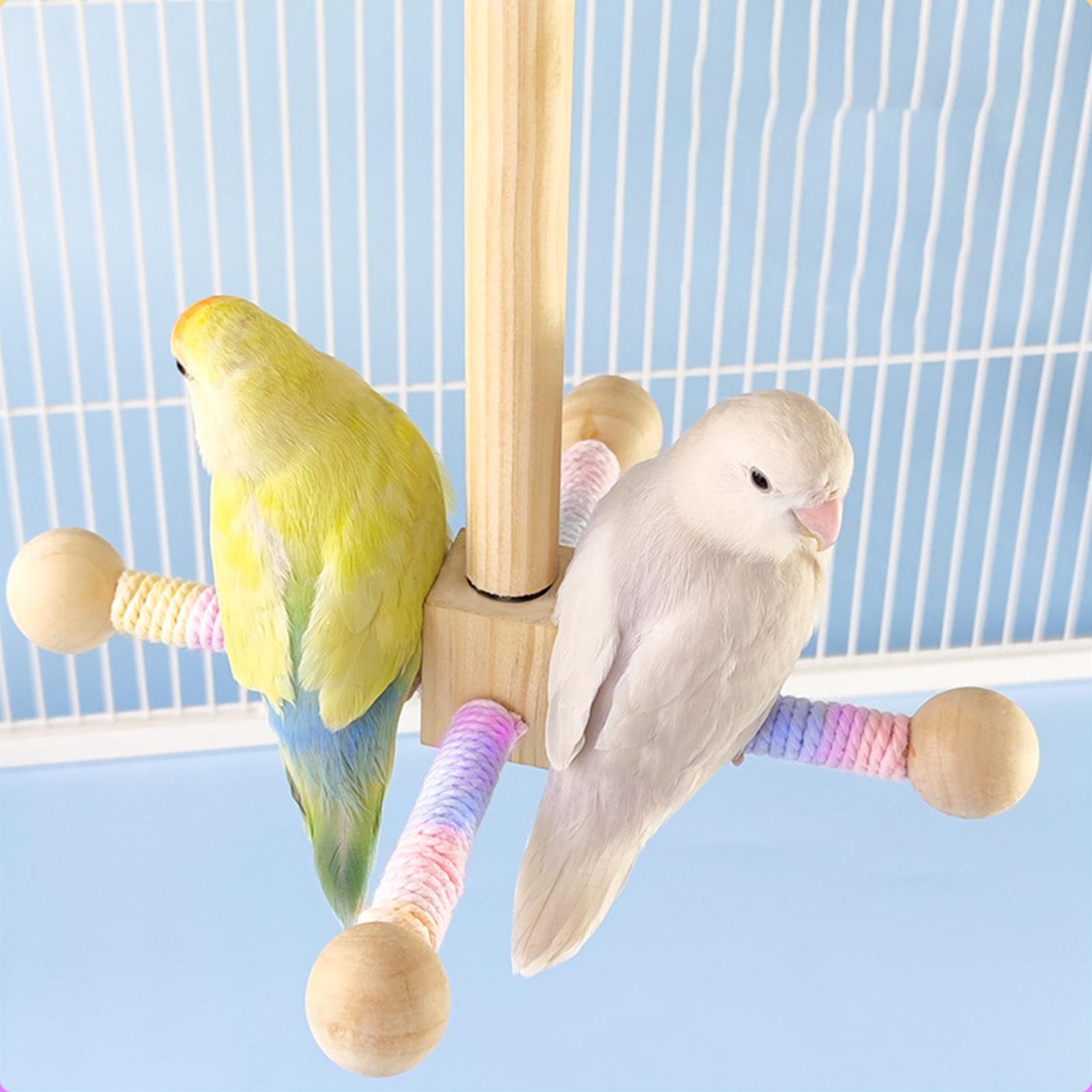 Bird Rotating Perch Toy Wooden Parrots Wheel Toy for Parakeet Parrot Budgies