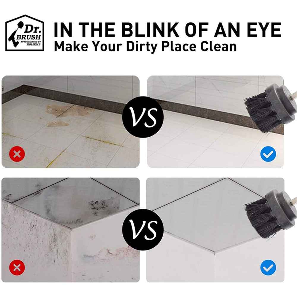 HX666 4pcs/set Drill Power Scrub Clean Brush Kit Electric Cleaning Brushes Set for Car Grout Tiles Bathroom - Black