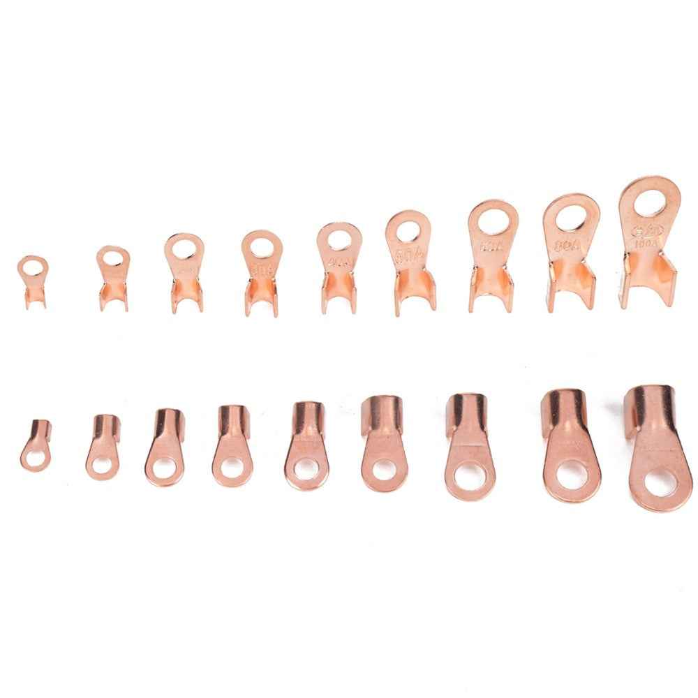 A2964 140Pcs 5A / 10A / 20A / 30A / 40A / 50A / 60A / 80A / 100A Open Barrel Terminals Set Wire Crimp Cable Lugs Copper Terminal Connectors with Storage Box
