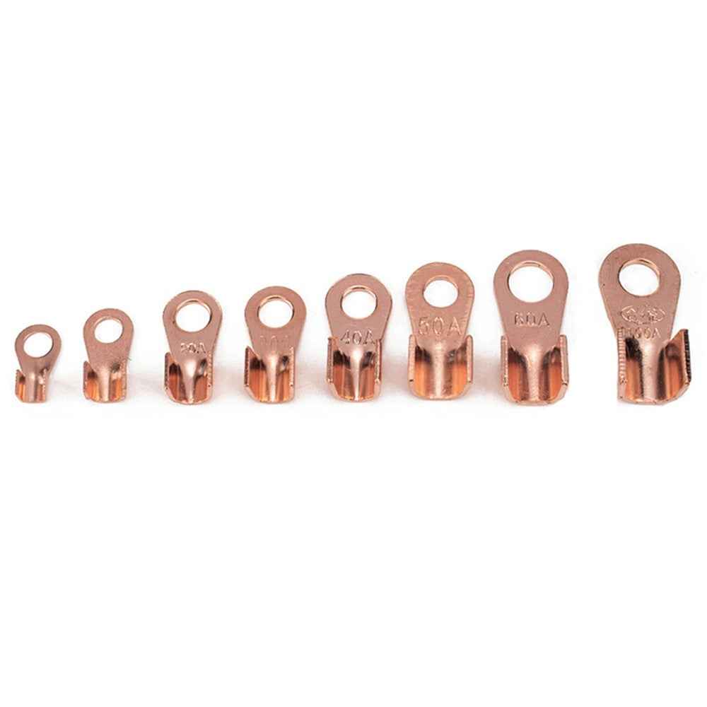 A2965 185Pcs Open Barrel Terminals Set 5A / 10A / 20A / 30A / 40A / 50A / 60A / 100A Wire Crimp Cable Lugs Copper Terminal Connectors with Storage Box
