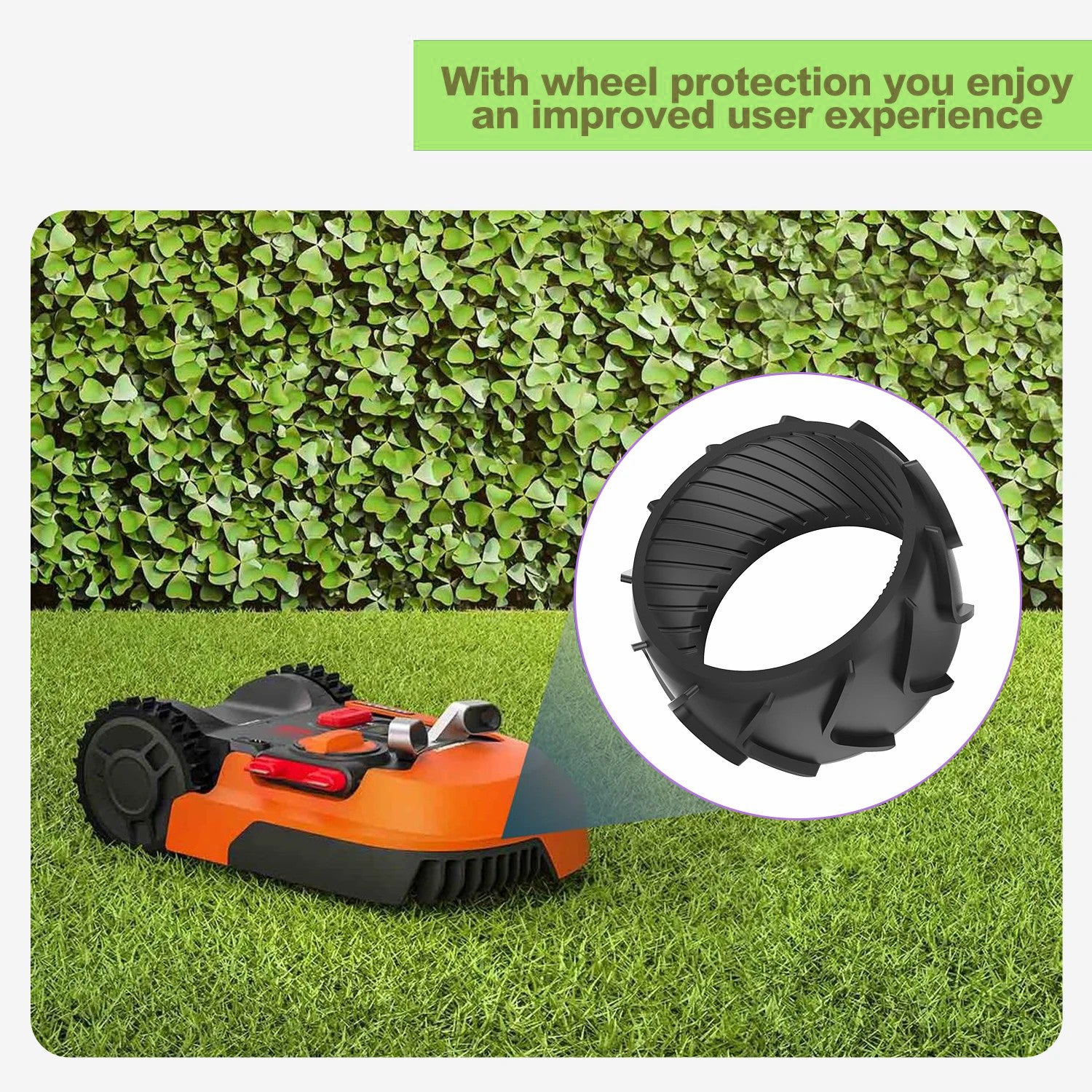 2Pcs For Worx Landroid M500 M700 S300 M1000 Robotic Lawn Mower Anti-skid Rubber Front Wheel Protector