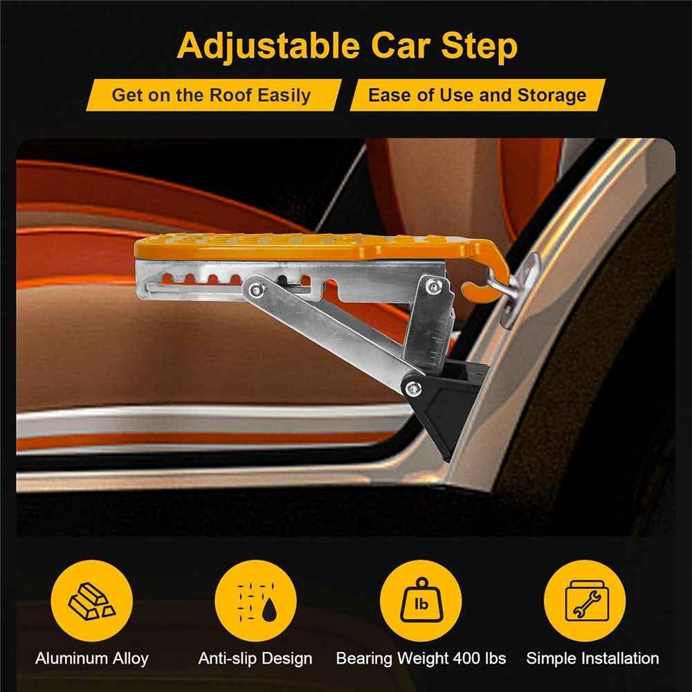 Universal Car Door Step SUV Truck Foldable Door Latch Step with Adjustable Angle for Car Roof Access - Orange