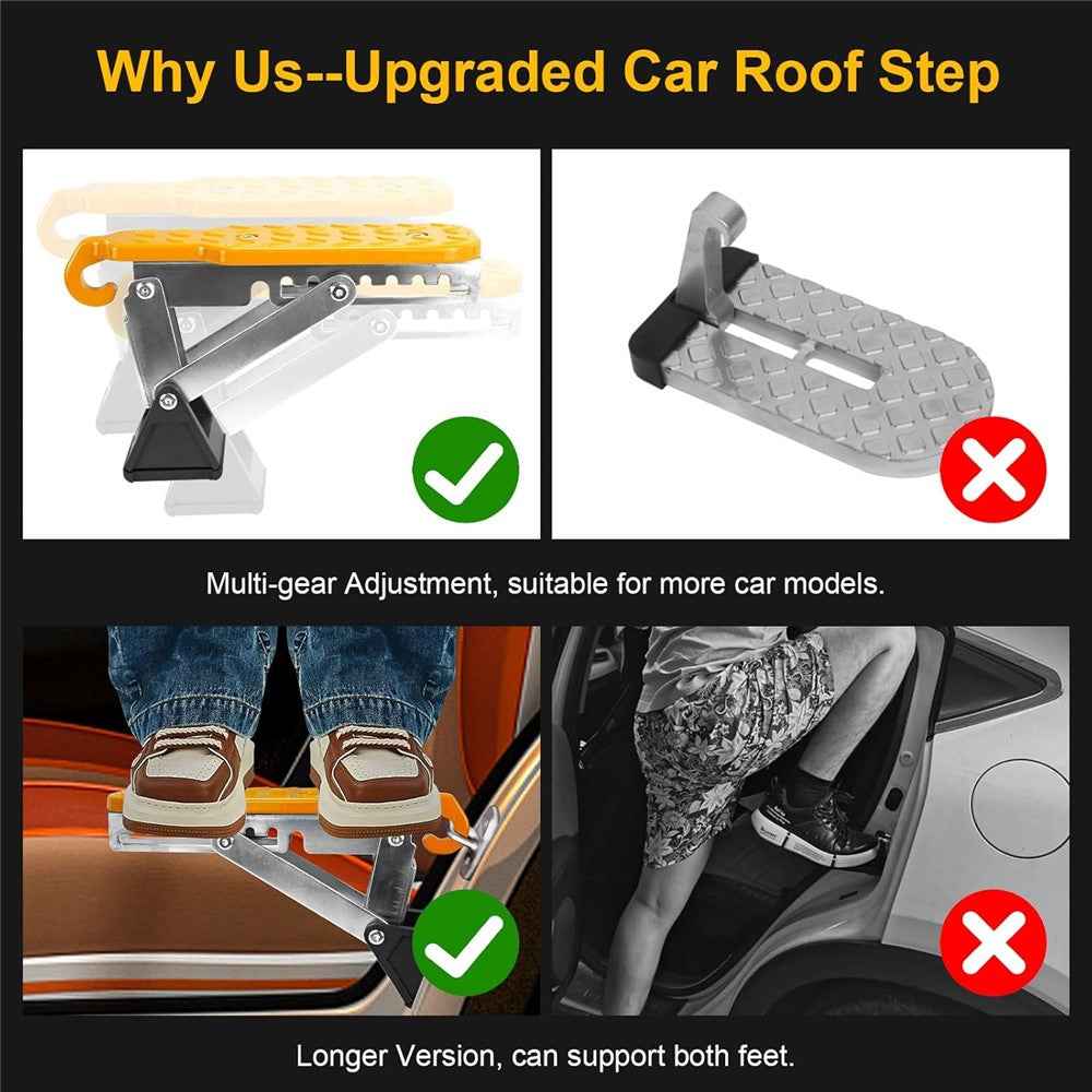 Universal Car Door Step SUV Truck Foldable Door Latch Step with Adjustable Angle for Car Roof Access - Orange