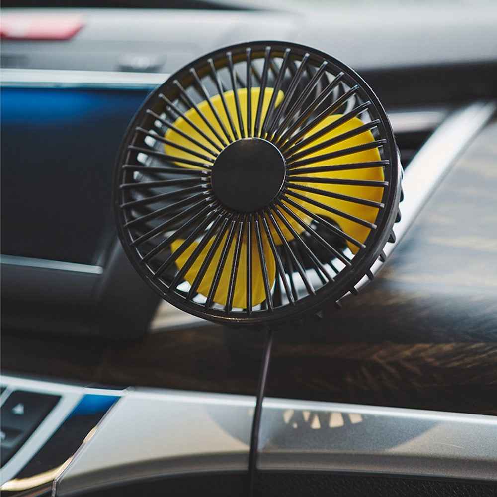 F22 Car Air Vent Fan Rotation Fan 3 Wind Speeds Adjustable USB Charging Air Conditioner Cooling Mini Fan