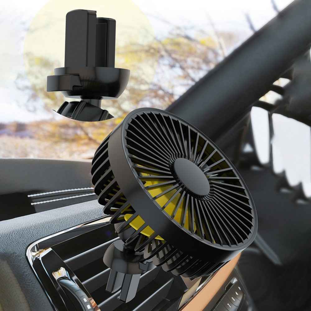 F22 Car Air Vent Fan Rotation Fan 3 Wind Speeds Adjustable USB Charging Air Conditioner Cooling Mini Fan