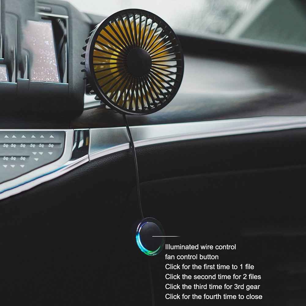 F22 Car Air Vent Fan Rotation Fan 3 Wind Speeds Adjustable USB Charging Air Conditioner Cooling Mini Fan