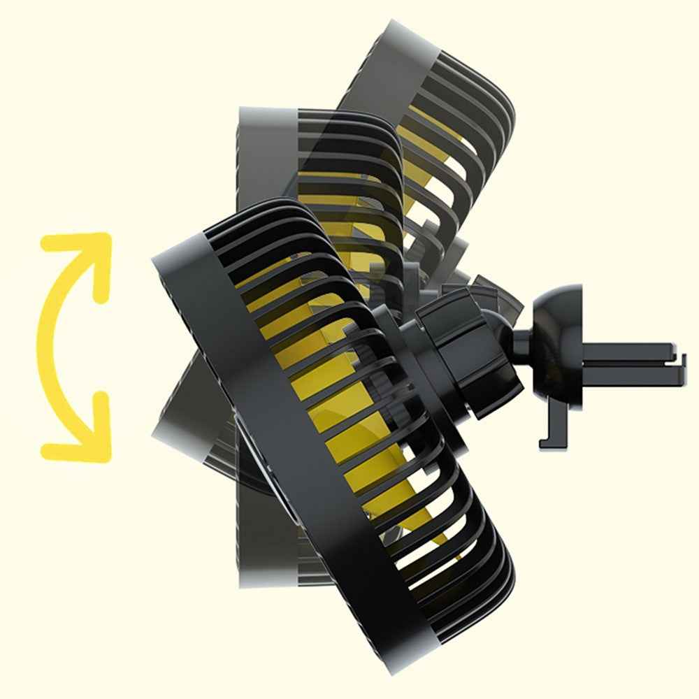 F22 Car Air Vent Fan Rotation Fan 3 Wind Speeds Adjustable USB Charging Air Conditioner Cooling Mini Fan