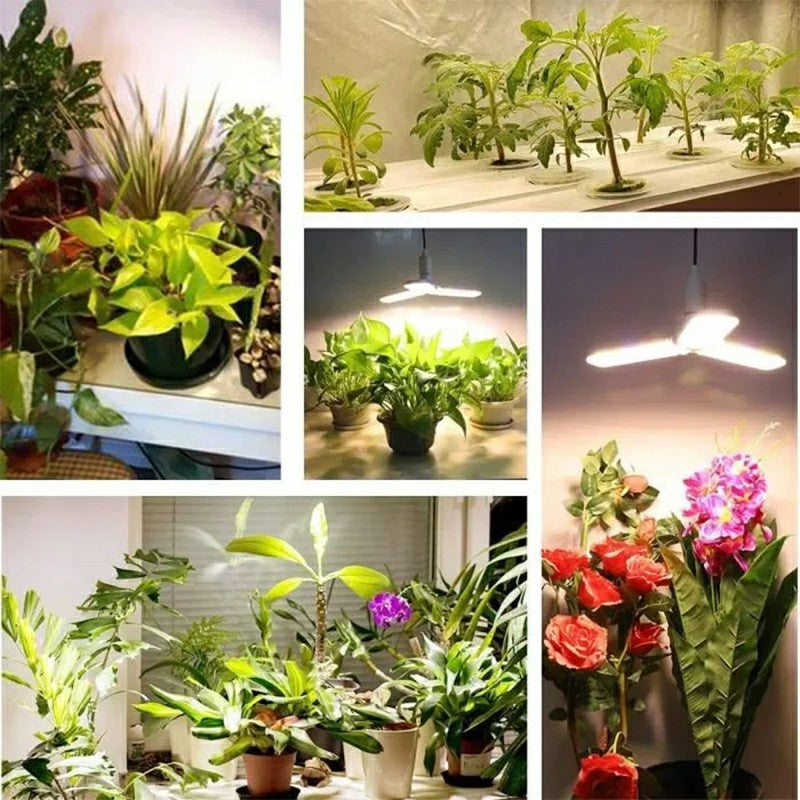 LED Grow Light 40W Full Spectrum Plant Growth Lamp Bulbs with 3 Folding Blades