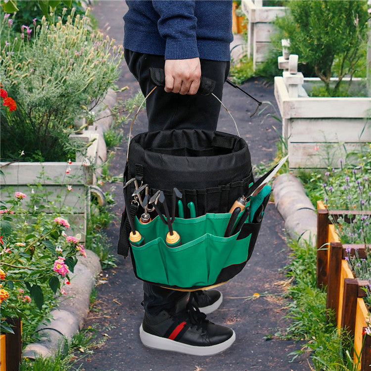 Oxford Cloth Garden Tool Storage Bag 42 Pockets Gardening Tools Bag - Green+Black